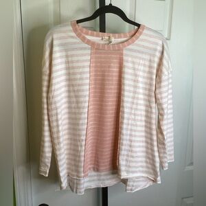 Hem & Thread Pink and White Striped Top,size Medium, NWT
